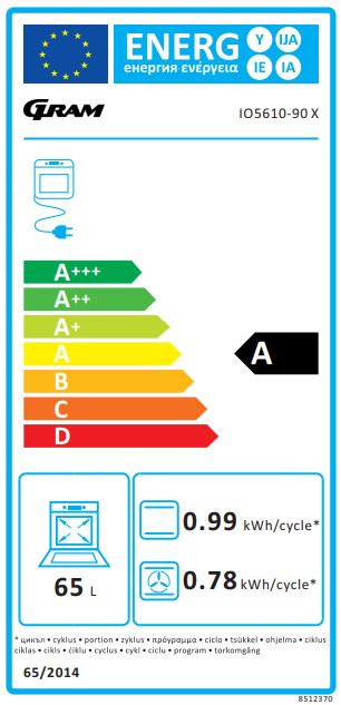 Gram - IO 5610-90 B, Svart, 65 l, Varmluft & Pizzafunktion